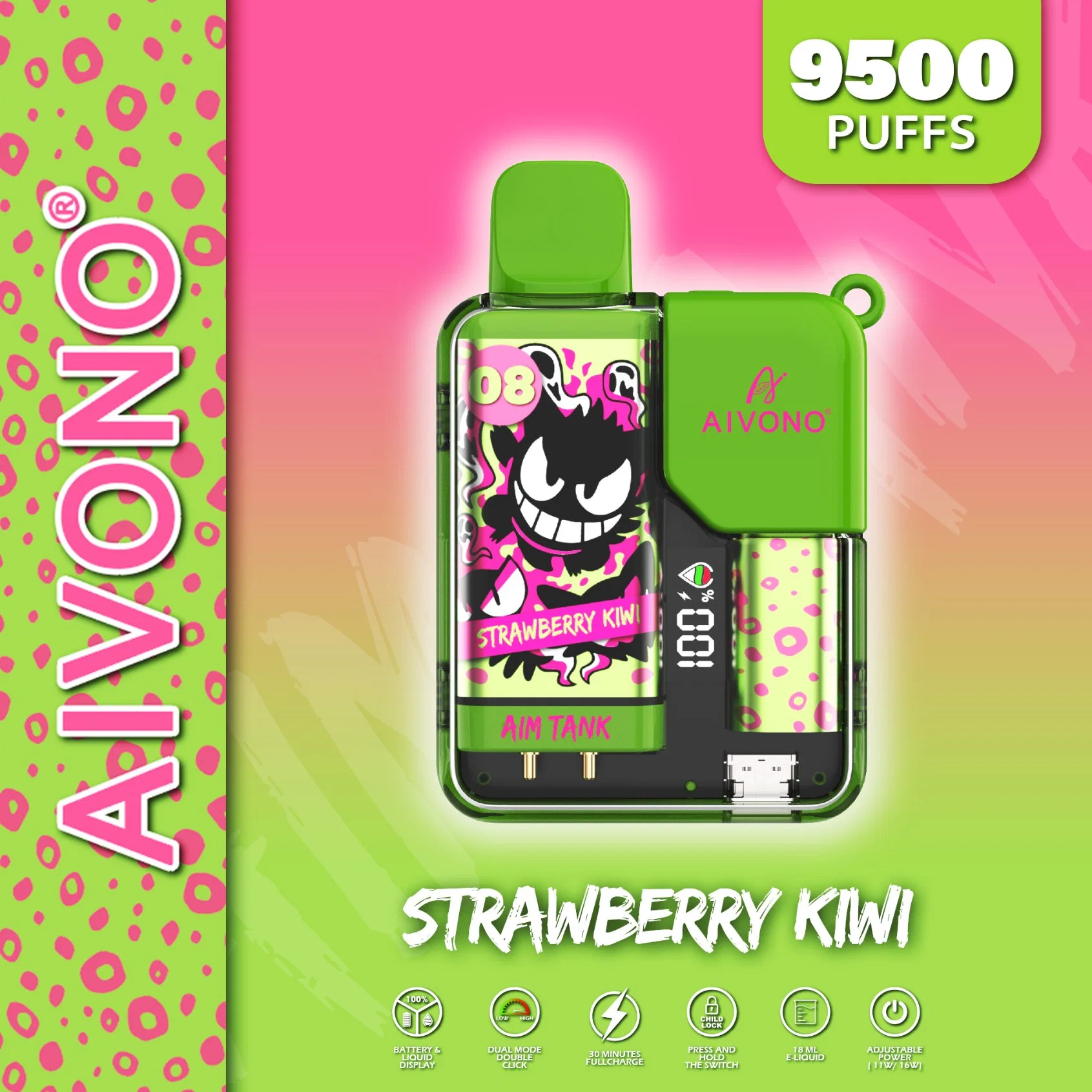 Aivono AIM Tank con una pantalla para mostrar la cantidad De Electricidad y Petróleo 2023 Nueva llegada 9500 Puffs 15 Sabores VAPE desechable Whoelsale