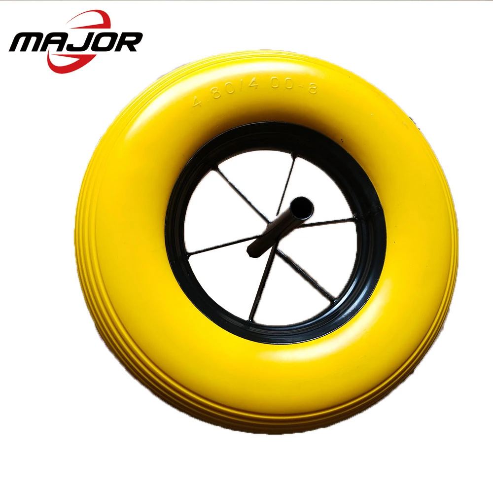 OEM Yellow Tyre Lawn Mower Rubber Wheel Solid Wheelbarrow Tires Wheel Trolley