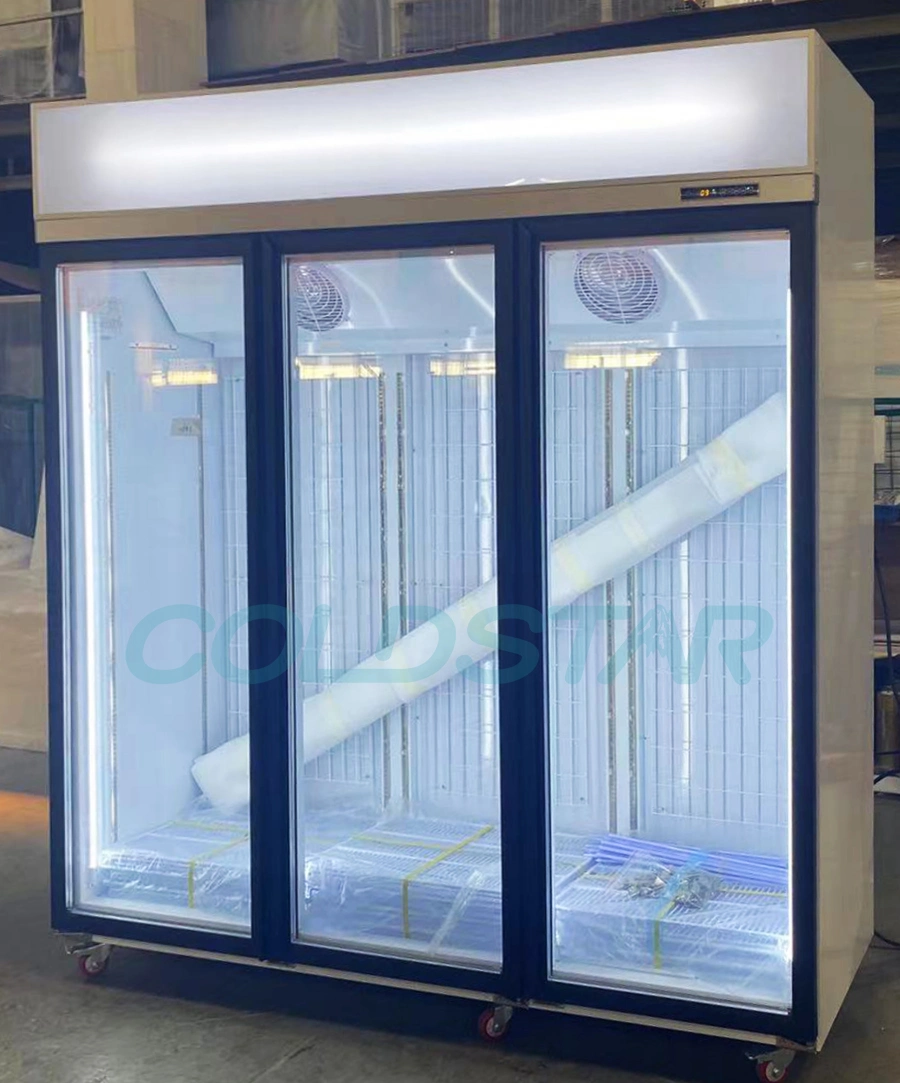 Supermercado Chiller porta de vidro frigorífico Display bebida de energia de bebidas