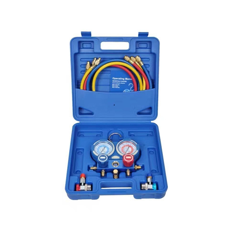 Digital Manifold Gauge Set Refrigerant Pressure Manifold Gauge with Three Colors Hoses for R410A R134A 1234yf