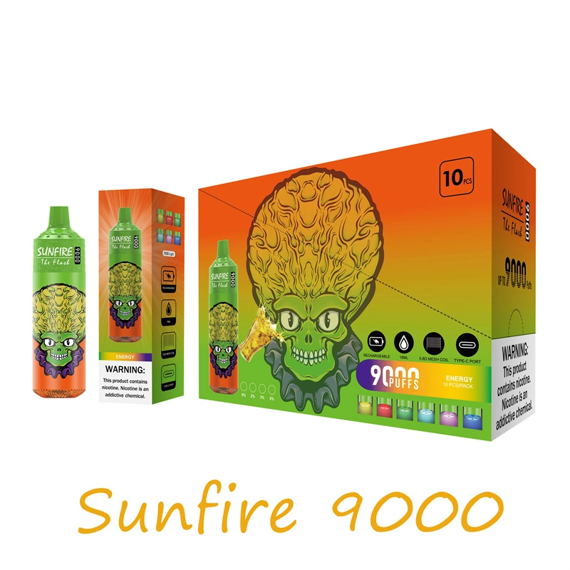 SunFire 9000puffs Kit de dispositifs pour iPod de cigarettes E jetables batterie rechargeable boîte de 18 ml Pods préremplis Vape Big Puff 8K 9K 10K 12K RNM pour la République tchèque