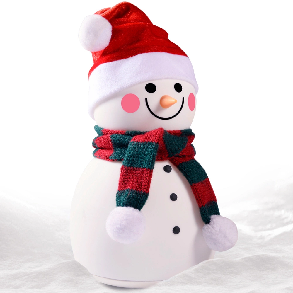 El muñeco de nieve de silicona roja LED Lámpara de iluminación decorativa con música de Navidad