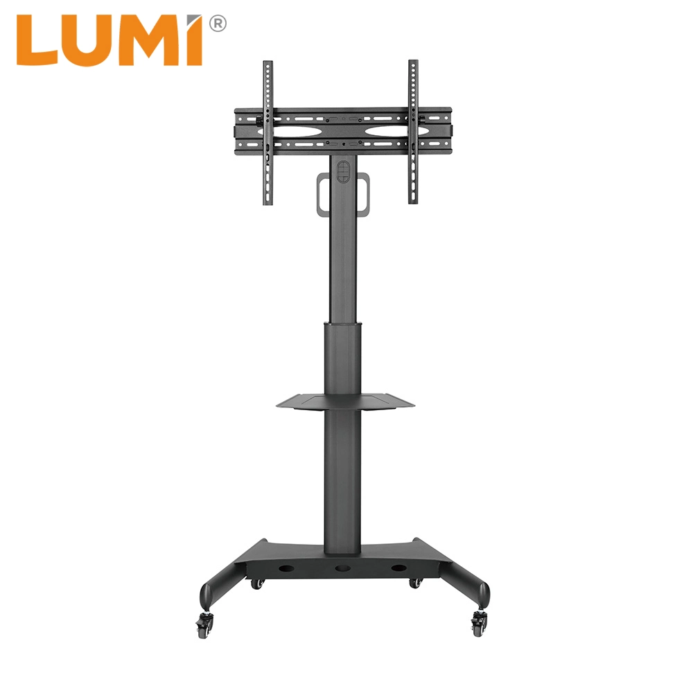 Modern Design Free-Tilting Height Adjustable Aluminum Rolling TV Stand with Wheels