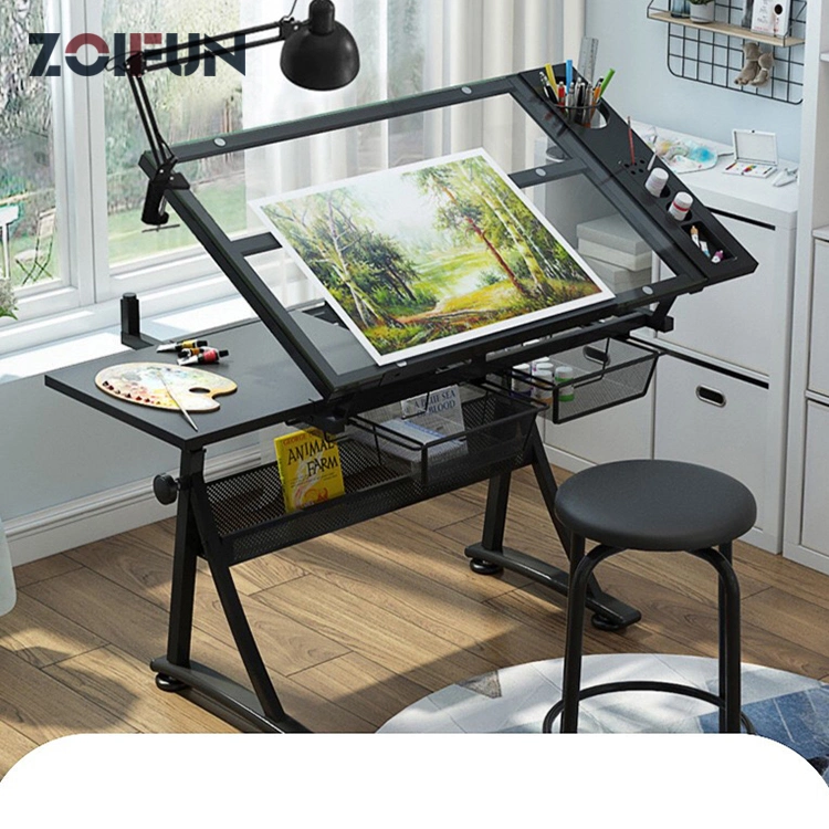 Adjustable Glass Drafting Table for Classrooom Training Center Drafting Painting