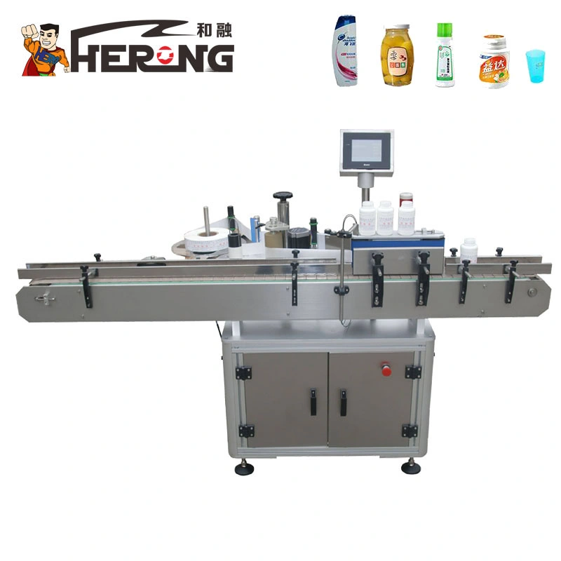 Hero Brand Automatic Flat Bottle Oral Liquid E Cigarette Filling Capping and Pet Heat Shrink Sleeve Labeling Machine for Glass Bottl