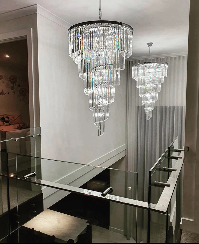 Décoration moderne Poignée de commande Light Restaurant Salle à manger vivant lustre en cristal de la lampe de l'escalier