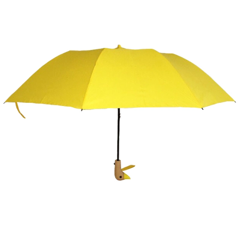 Fashion Wooden Duck Handle Auto Open 2 Folding Auto Oepn Umbrella for Outdoor