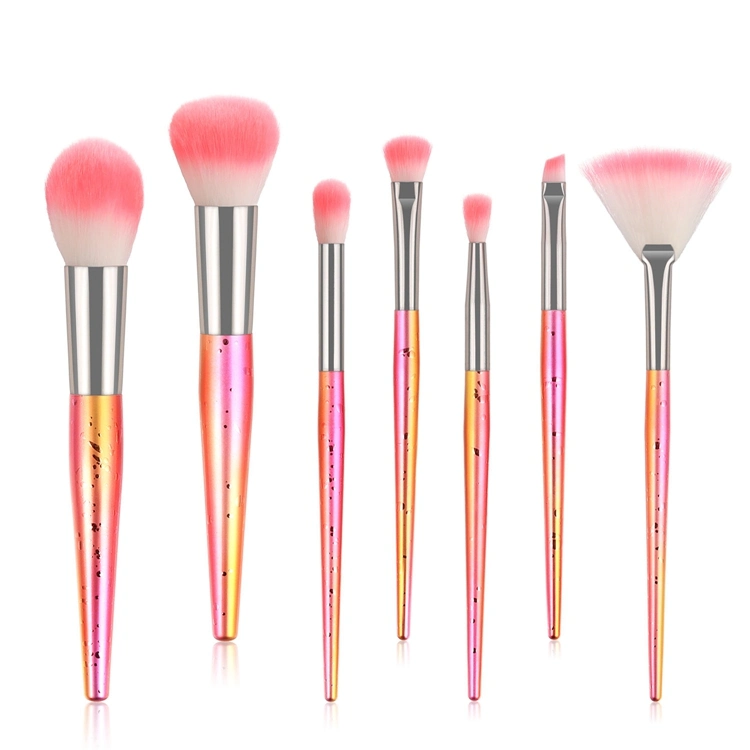 2020 New 7 PCS Electroplated Shiny Handle Makeup Brush Powder Brush Beauty Cosmetic