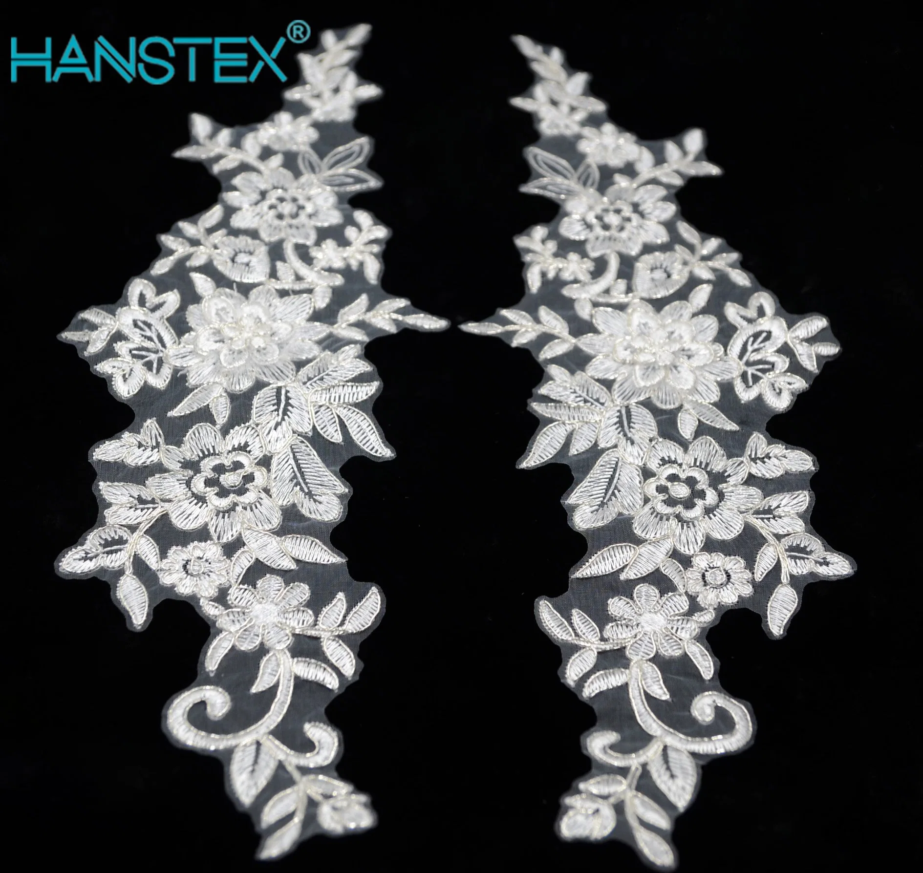 Wholesale/Supplier Fancy Lace Applique Patches Embroidery 3D Flower Pair Lace Polyester Cut-out DIY Accessories Bridal Wedding Dress