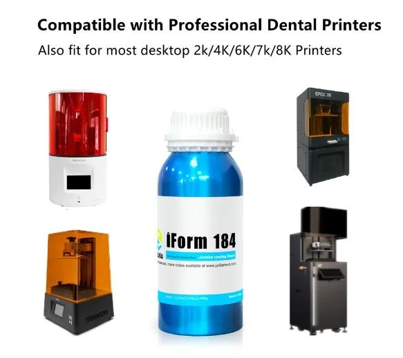 3D de alto nivel Yousu 405nm de resina modelo dental con una menor contracción &amp; 3D de alta precisión Slp/LCD Impresoras Easy-Print Resina Dental 184 1000g