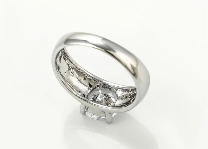 Wholesale Rings Silver Color Big Diamond Simple Fashion Jewelry
