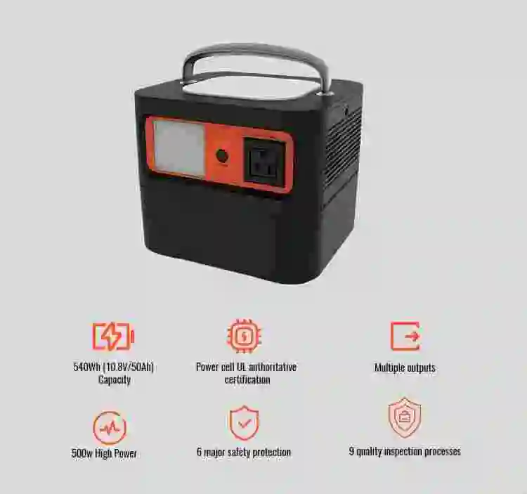 Shenzhen EU Outdoor New Energy Pure Sine Wave Camping UPS Solar Battery 500W 540wh Solar Generator Power Banks Outdoor Portable Power Station