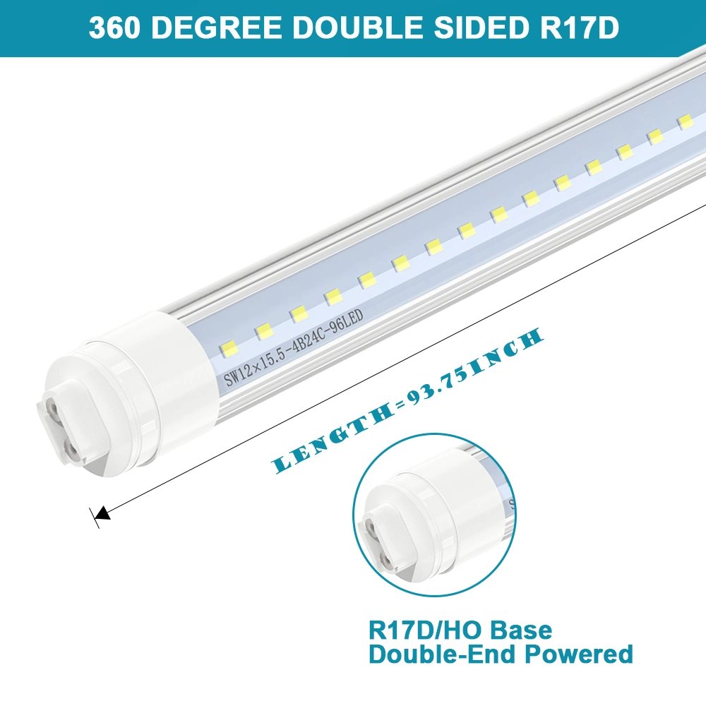 Jesled Tubo de LED de 360 graus para placas de publicidade ao ar livre 2FT 3FT 4FT 5FT 6FT 8FT Ho R17D Lâmpadas fluorescentes LED com tampas de extremidade giratórias.