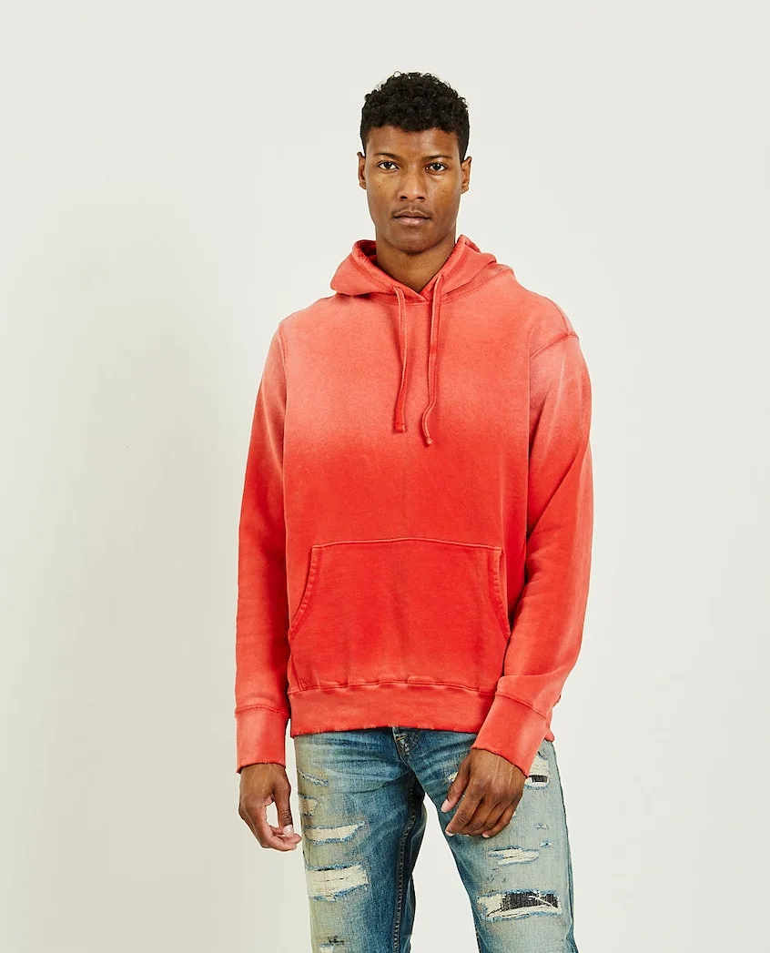 100%Cotton High Quality Blank Mens Hoodie Drop Shoulder Red Sun Faded Hoodies with Strings