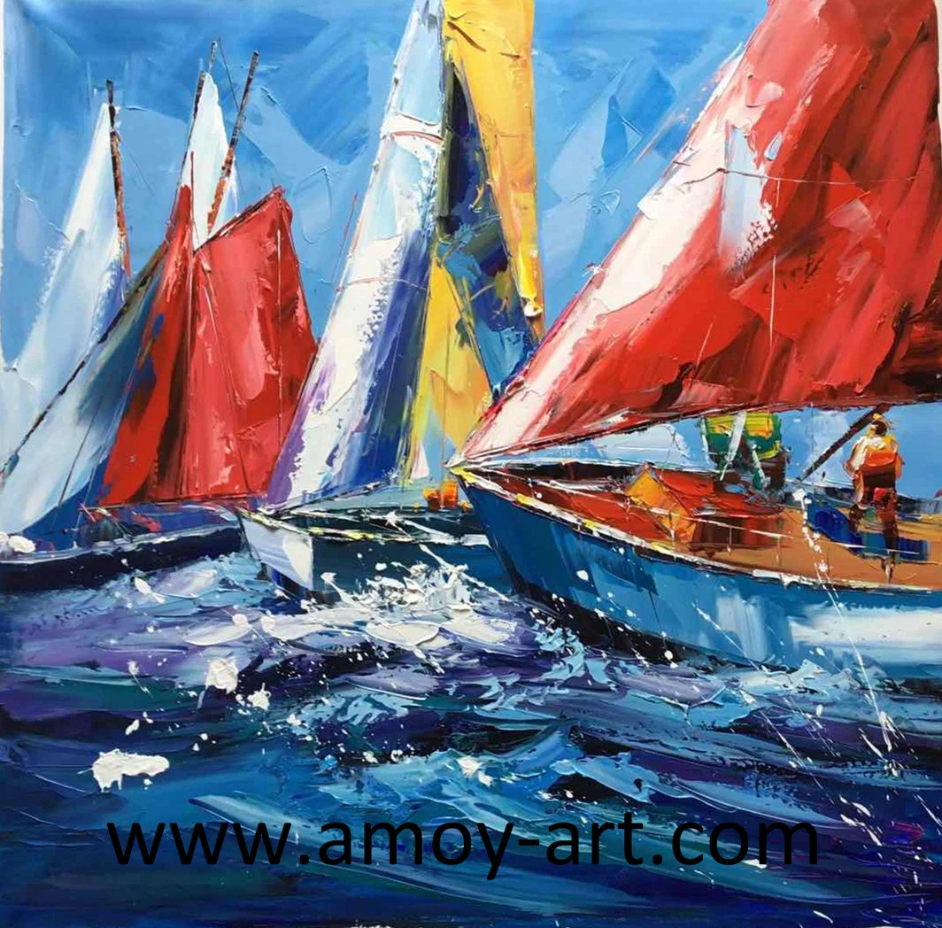 Handmade Modern Sail Andn Ship Canvas Oil Paintings