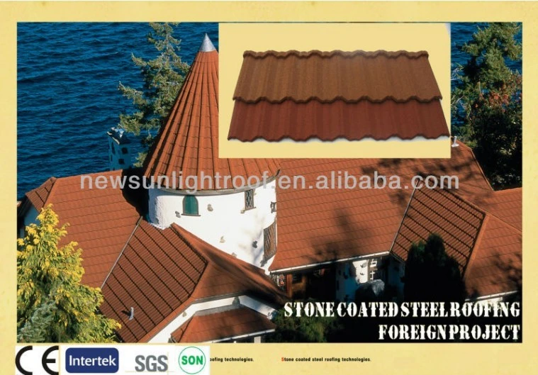 Revêtement en pierre de bardeau de tuiles de toit en métal de tuiles de toit chinoises.