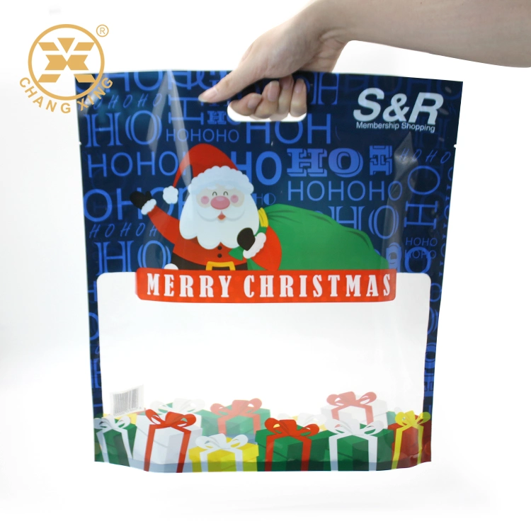 Snowflake Christmas Plastic Candy Cookie Biscuits Snack Packaging Bag Food Plastic Gift Bag for Christmas Candy