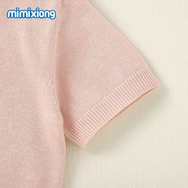 Mimixiong Knitted Baby Short Upper Sweaters Heart Flower Pattern Toddler Pullover Sweater