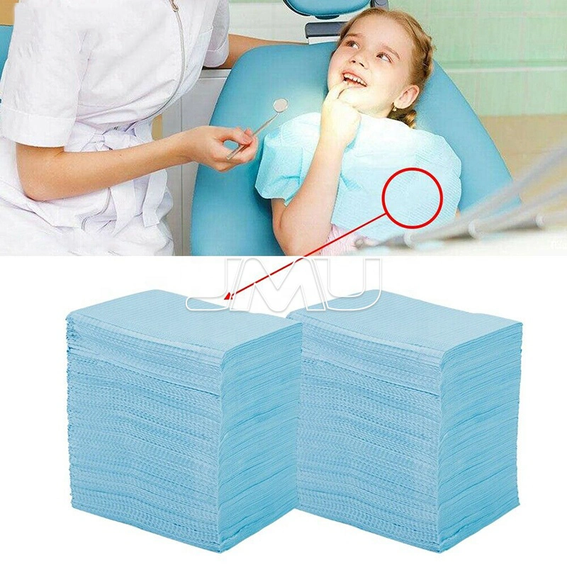 Hot Wholesale Price Disposable Dental Paper Bibs Paper Towels Blue Color