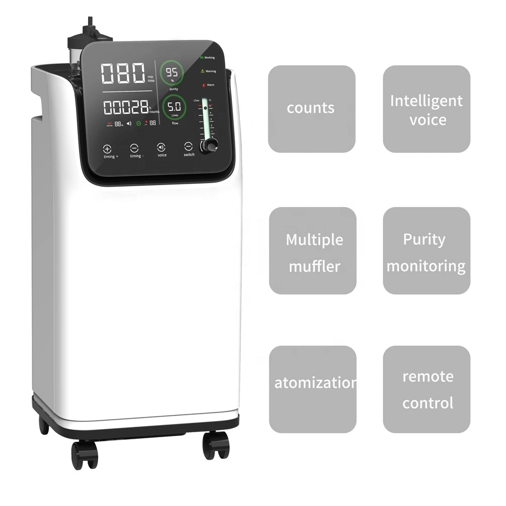 Preço grossista marcação/ISO13485 aprovados gerador de oxigênio 5L de grau médico Portable inalação de oxigênio com atomizador para Home/uso hospitalar