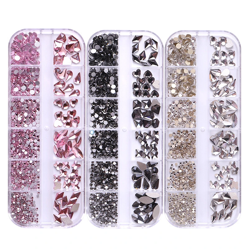 Ab Nail Art Rhinestones formas múltiples piedras de cristal corazones iridiscentes Butterfly Diamantes Redondos para Manicura DIY