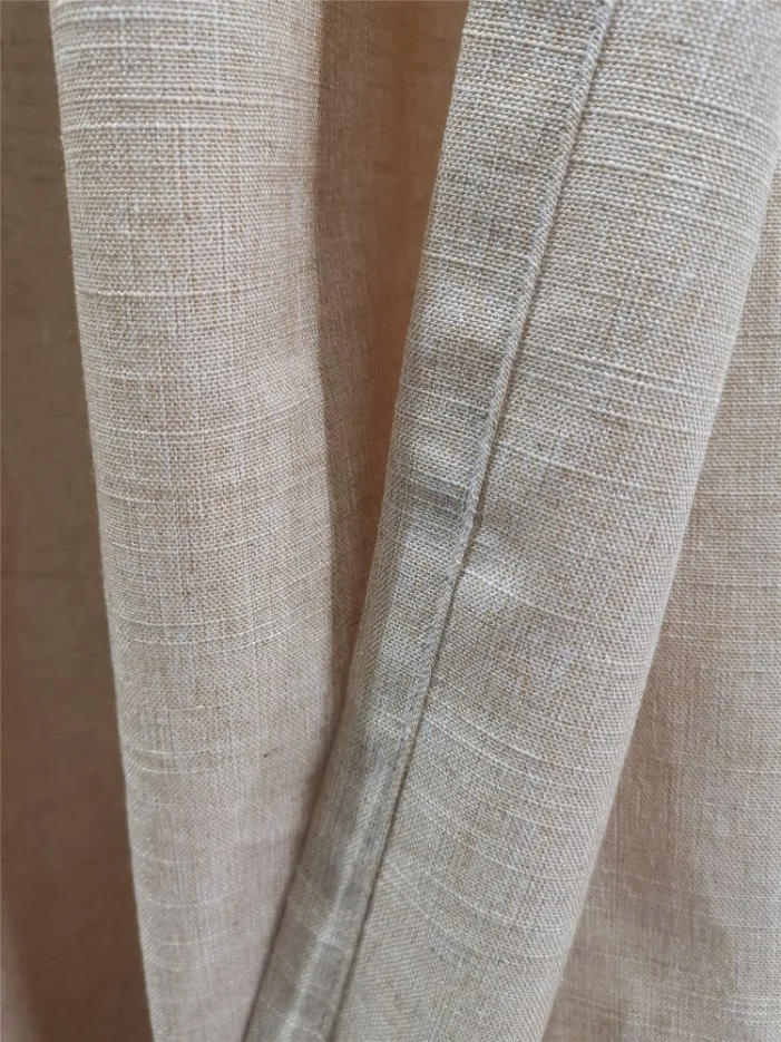 100% Poly Slub Structure Linen Like Solid Curtain