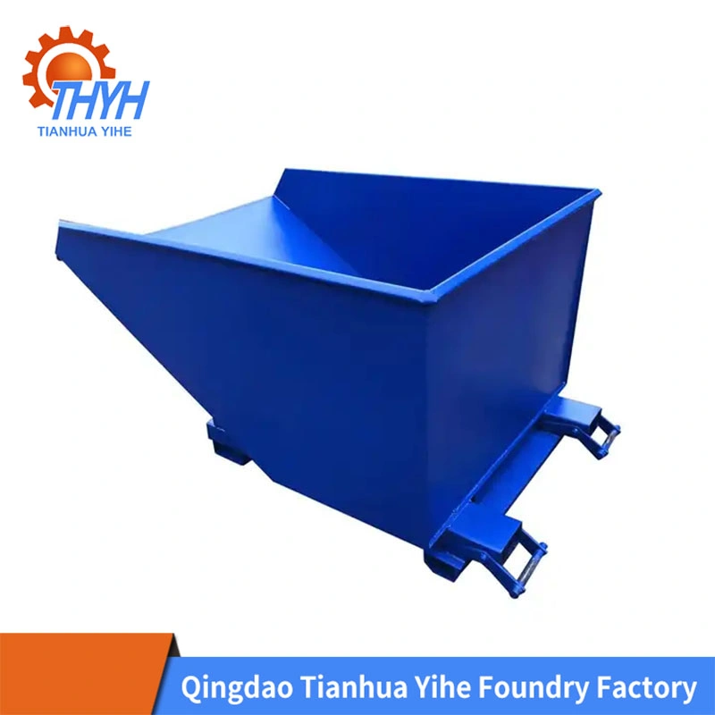 1.8m Self Dumping Trash Hopper Self Tipping Bins Manufacturing Plant Construction Works Spare Parts Fork Lift Tipping Tipper Bin