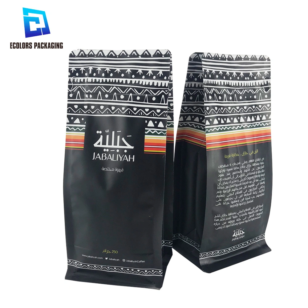 250g 500g 1kg Bolsa de Café de plástico laminado con base plana Con válvula