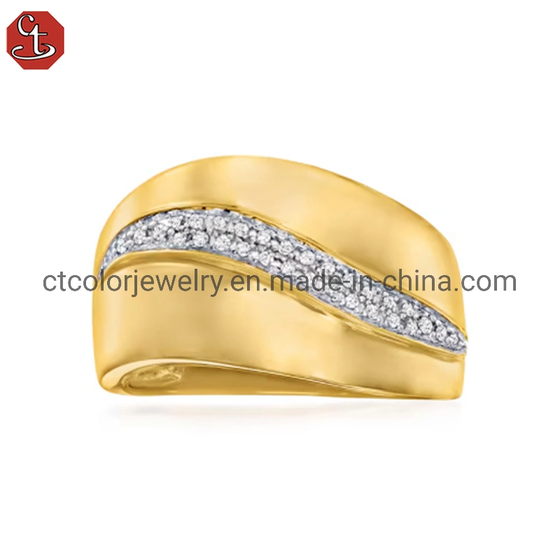 Joyería de moda zafiro amarillo chapado 925 anillo de plata esterlina