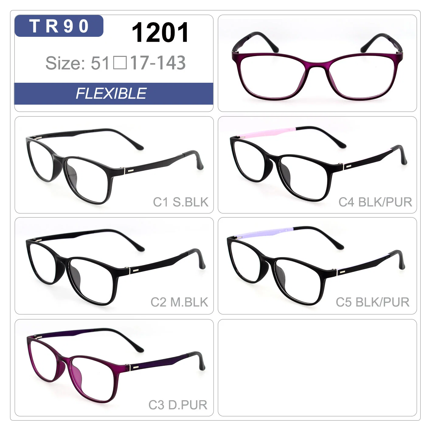 Promotional Cheap Fashion Mens Tr90 Simple Eyeglasses Squared Optical Frames