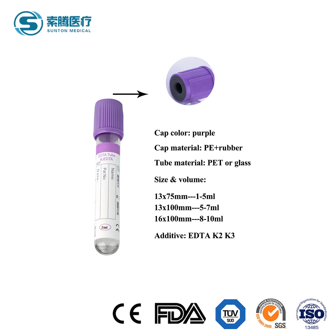 Sunton Sample Available Disposable Vacuum Blood Tube China Medical Use Vacuum Blood Collection Tube Factory Wholesale/Supplier Custom Oxalate Vacuum Blood Tube