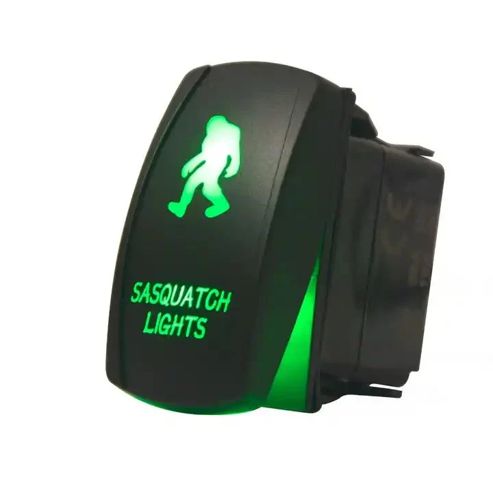 12V Rocker Switch LED Sasquatch Lights Backlit Waterproof Button