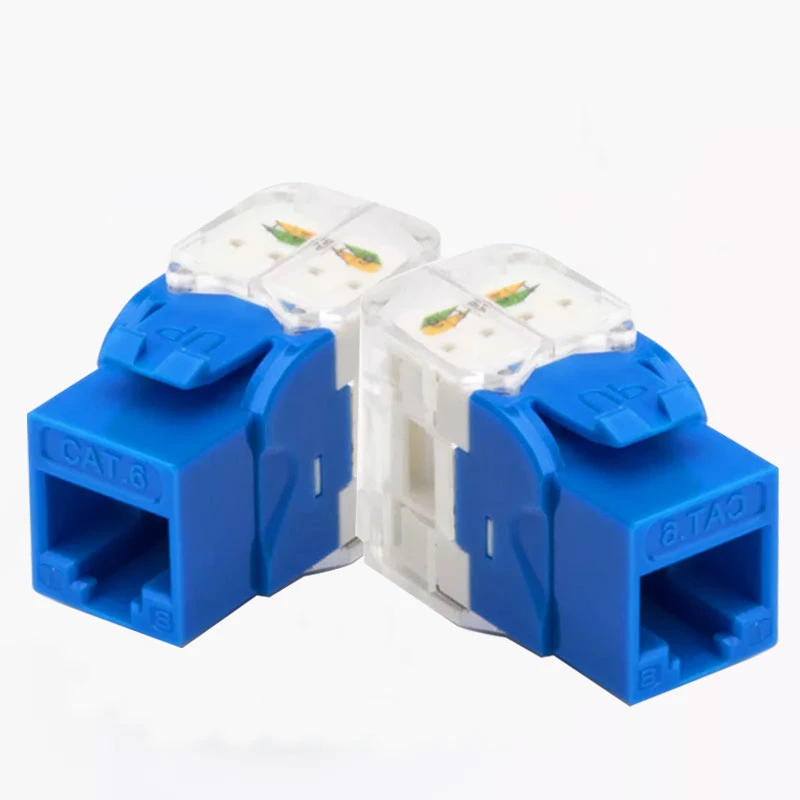 Blue Color RJ45 Cat5e Unshielded 180 Degree Toolless Keystone Jack Modular UTP RJ45 Cat5e CAT6 CAT6A Keystone Jack