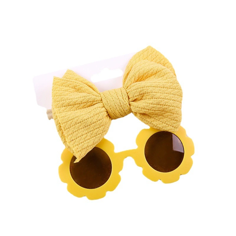 Bow Baby Headband DOT Sunflower Sunglasses Flower Round Eye Glasses 0-4t Elastic Hair Bands Headwear