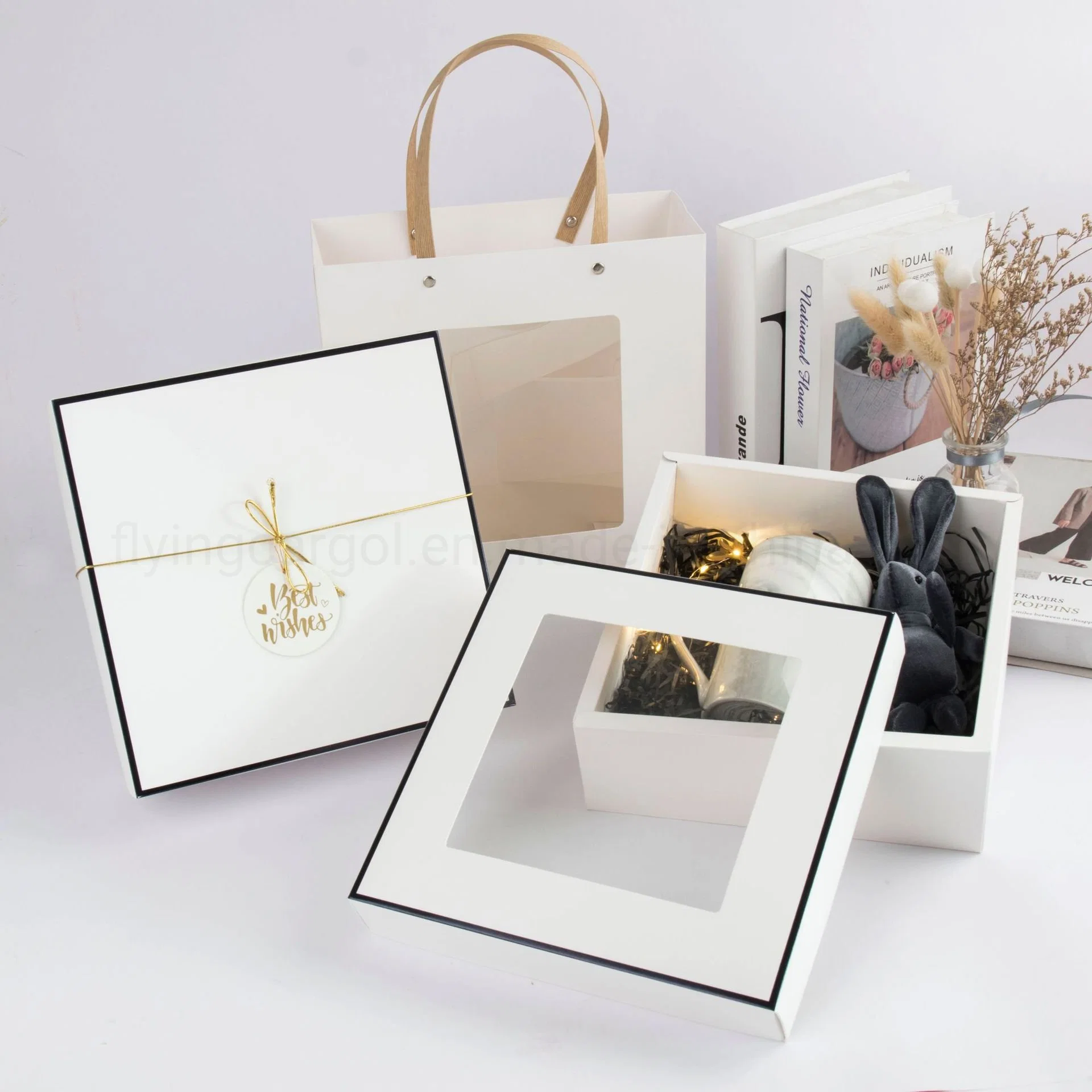 Custom Printing Different Sizes Transparent Paper Gift Box with PVC Clear Window