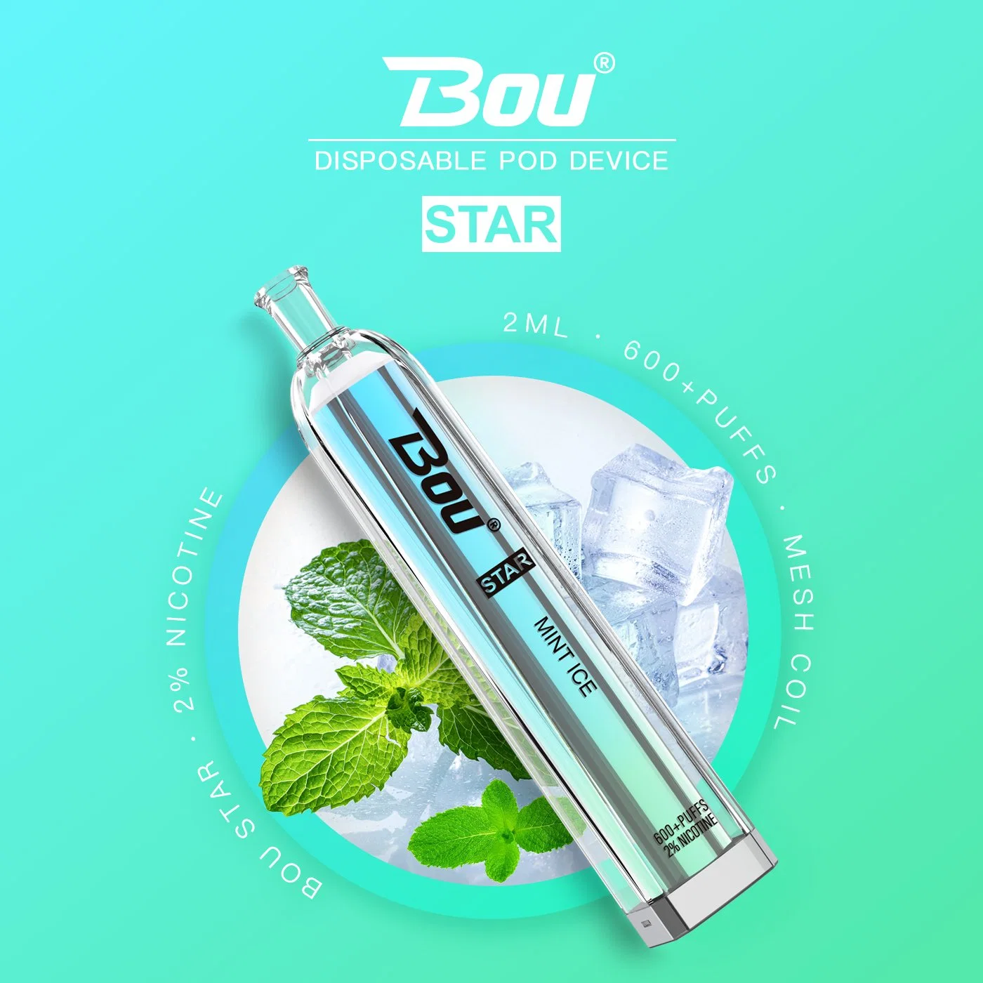 Disposable/Chargeable Vape Pen 500mAh Battery 2ml Bou Star Vape Cartridges Vaporizer Pen