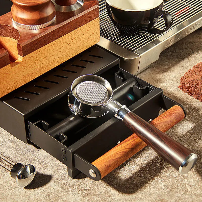 Barista Tools Marc de café poignée en bois acier inoxydable tiroir Kock Boîte