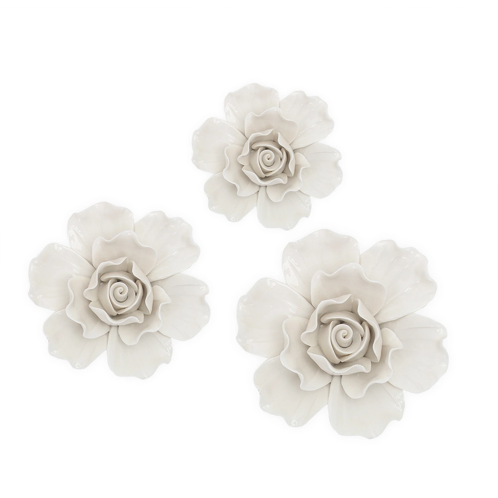 F001W Wholesale/Supplier Ceramic Flowers White Hand Made Flower Porcelain Wall Decor Craft Flores De Pared