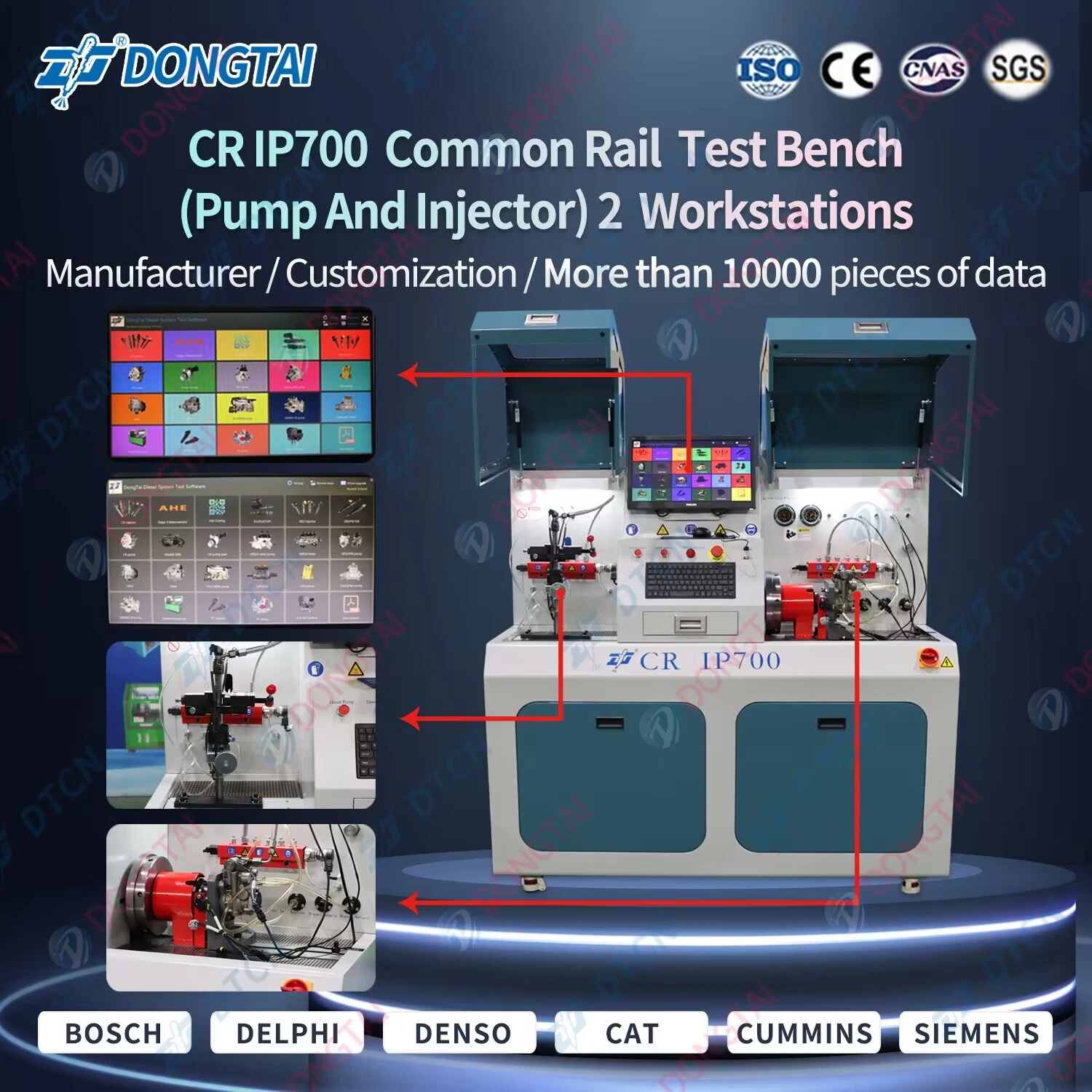 Dongtai Crip700 Cr IP700 Common Rail Injector and Pump 2 Stations, 2 Tracks, Floating Screen