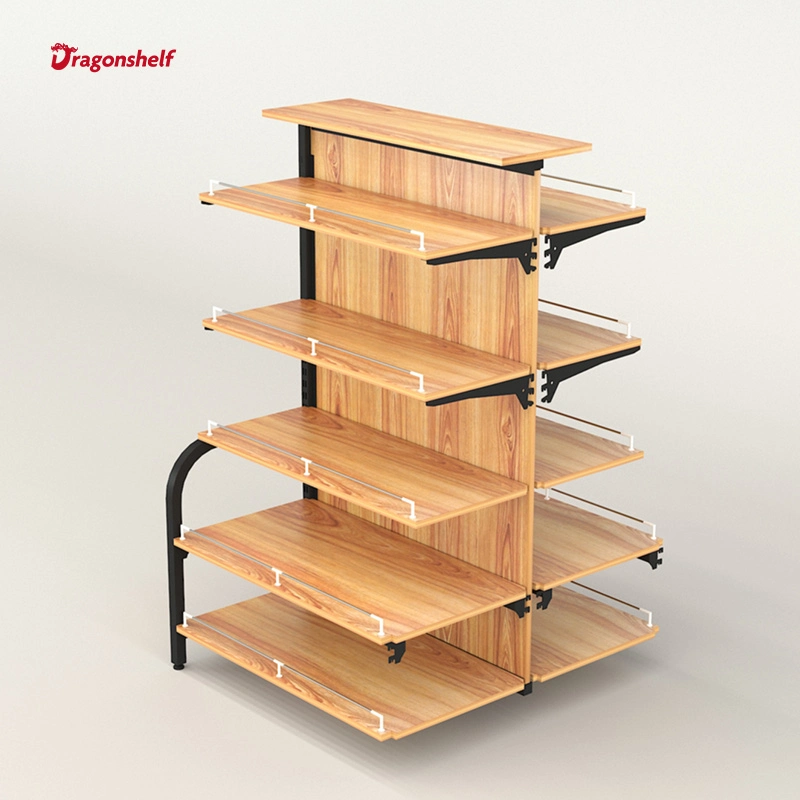 Dragonshelf Double Side Wooden Display Rack System Used in Shops and Supermarket