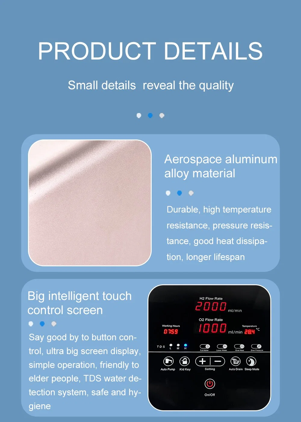 99.996% CE FCC 3000ml/Min Pem Human Use Hydrogen Device