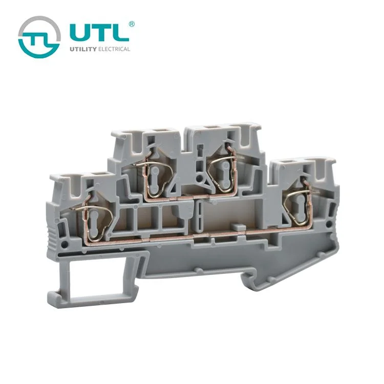 Jut3-4/2 4mm2 Two Layer 2 in 2 out Electrical Spring Cage Phoenix Feed Through Terminal Block