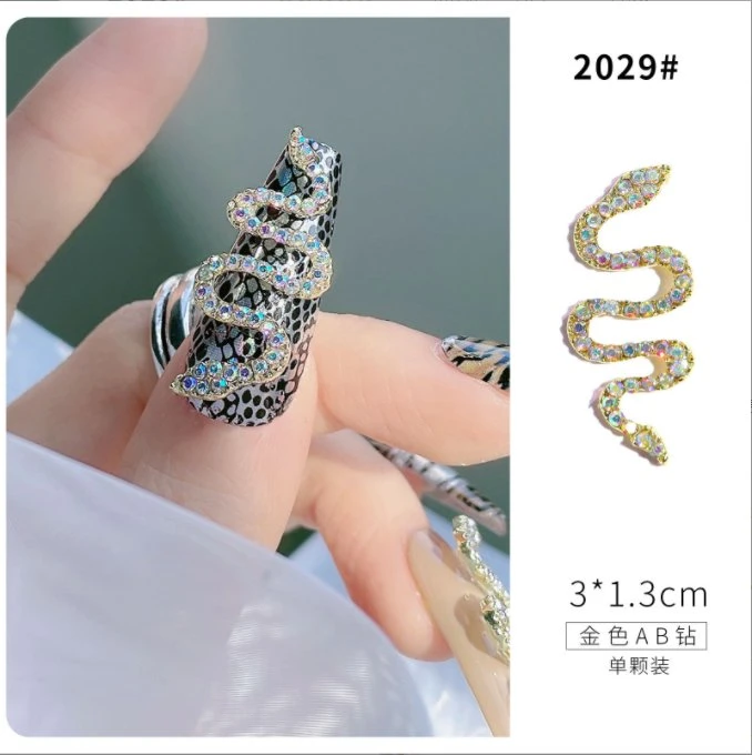 New 3D Diamond Alloy colorful Snake Nail Art Rhinestone