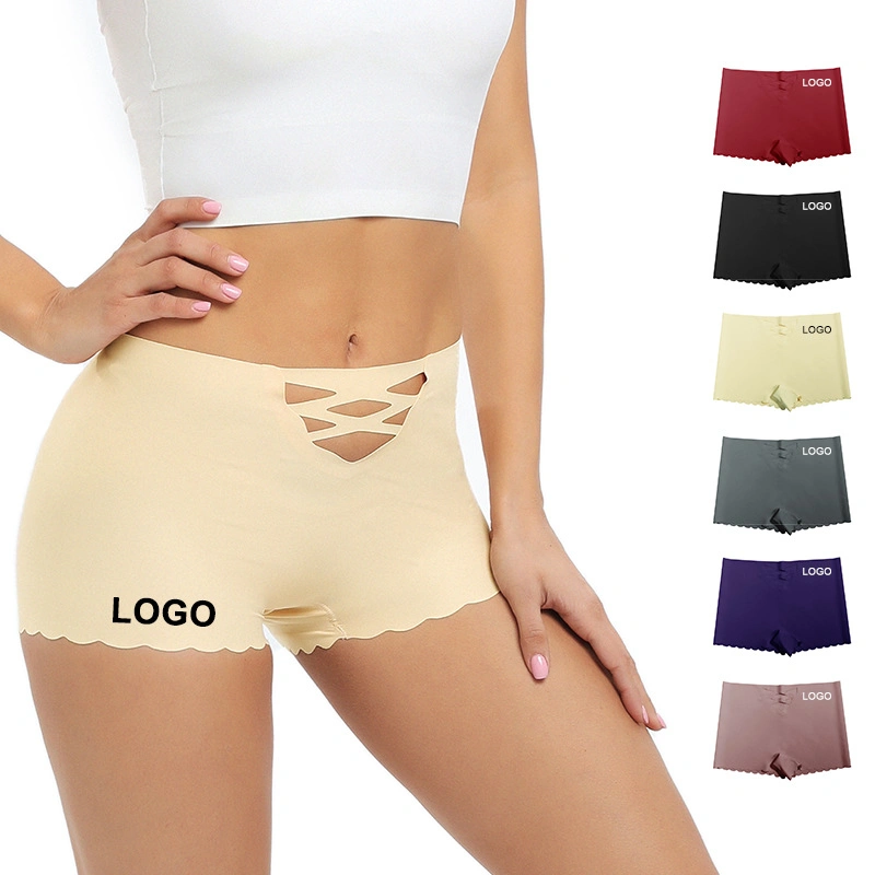 Seamless Cotton Silk Felling Thongs Women Underwear Low-Waist Soft Boxer Shorts