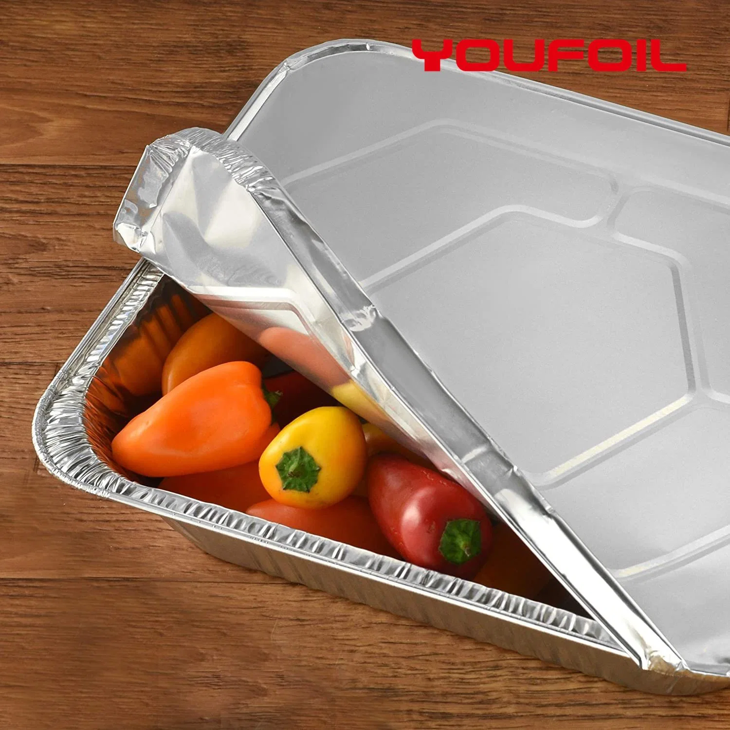 Hogar Grado de alimento Barbacoa desechable de aluminio Foil de contenedor de alimentos con Tapa