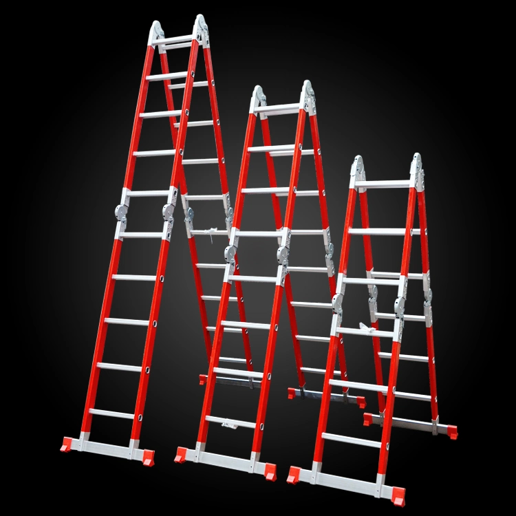 4*3 to 4*7steps Insuleted Fiberglass Multi-Purpose Telescopic Folding Ladder