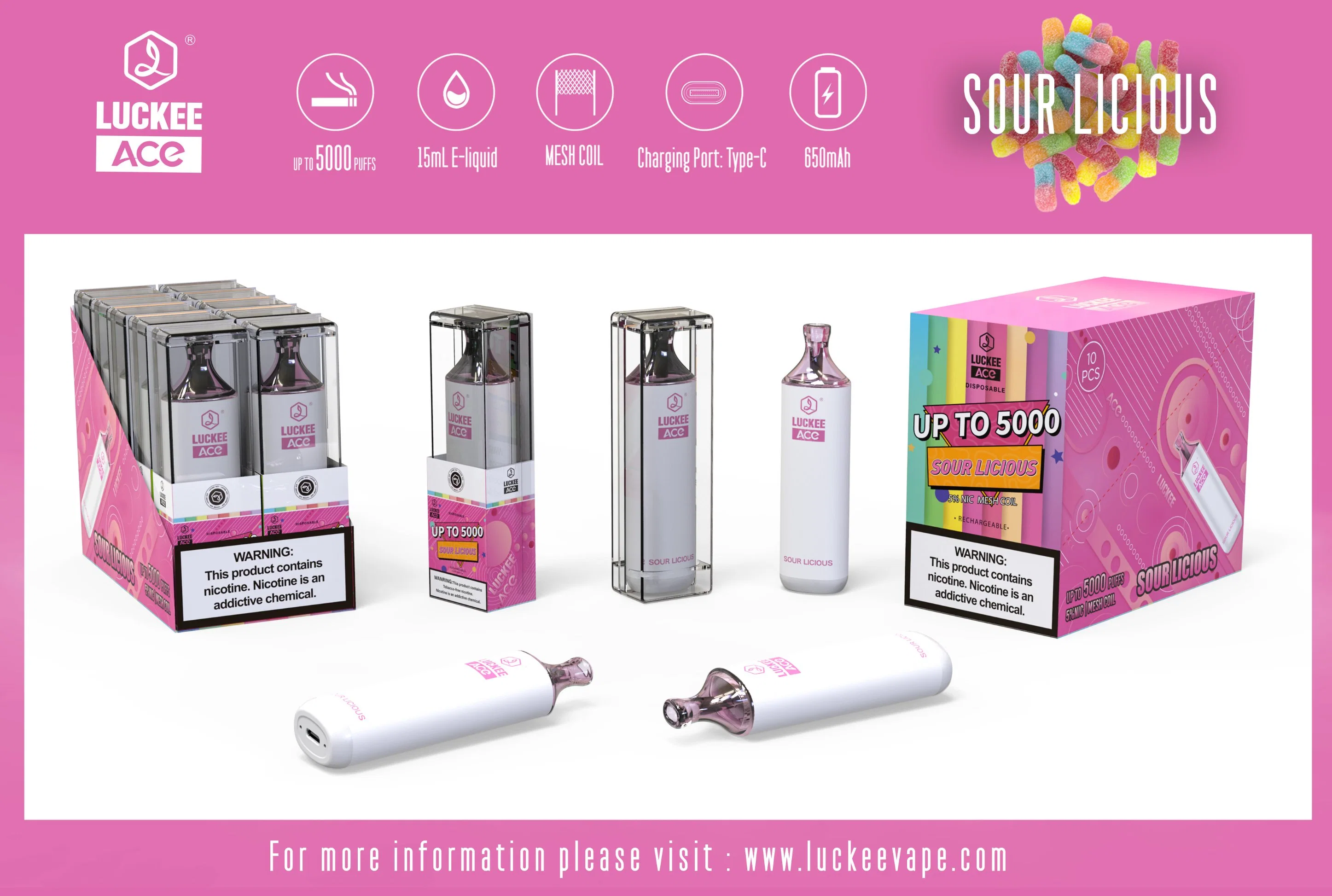 Les plus populaires de Mega Luckee Chill 5000bouffées Meshcoil Vape jus Vape jetables