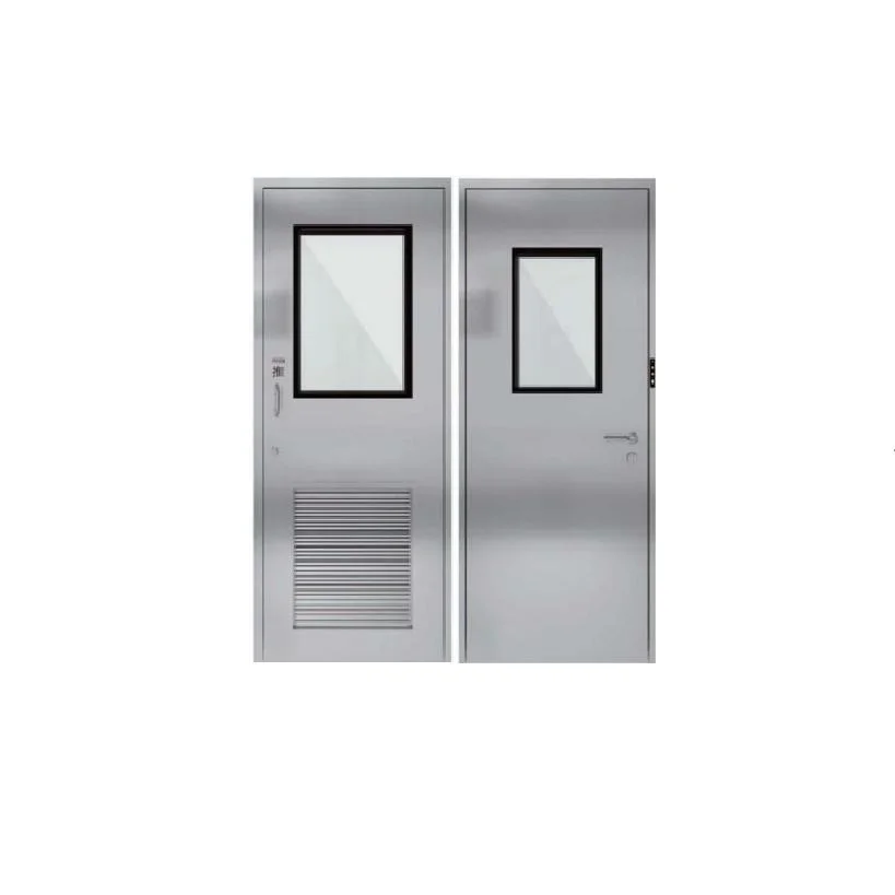 Porte d'entrée de sécurité en acier pour la purification des salles blanches pour la salle d'examen Avec verre
