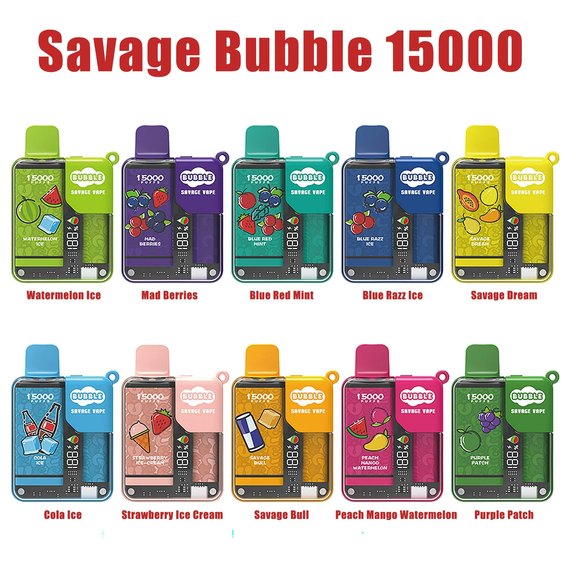 E Zigarette 15K Savage Bubble 15000 Puffs Einweg Pod Pen Drop Versand Großhandel i Vape Einweg-Vapes Puff