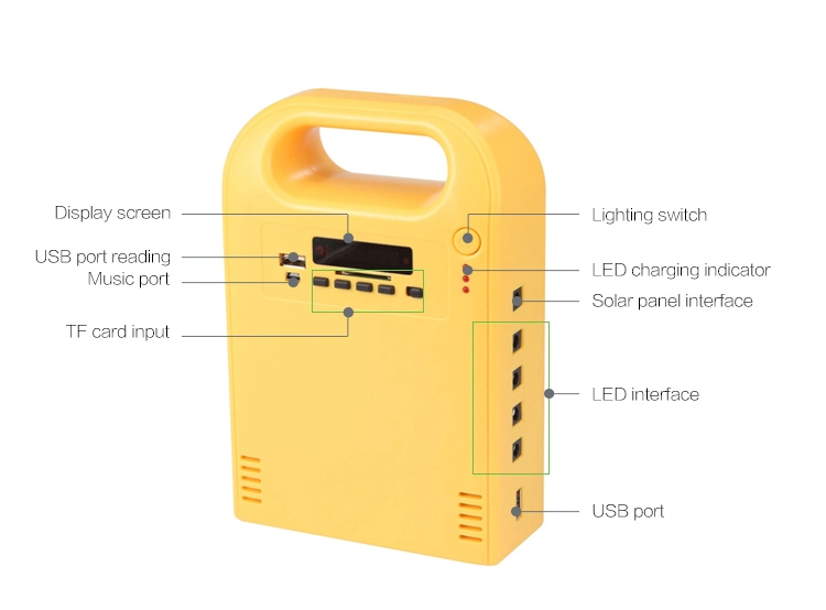 Tragbare Solar Lighting Power LED-Home-Licht-Kits